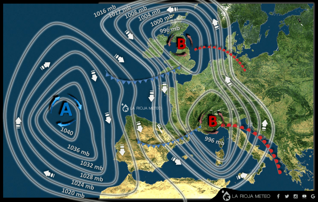 Anticiclón, borrasca e isobaras. La Rioja Meteo.