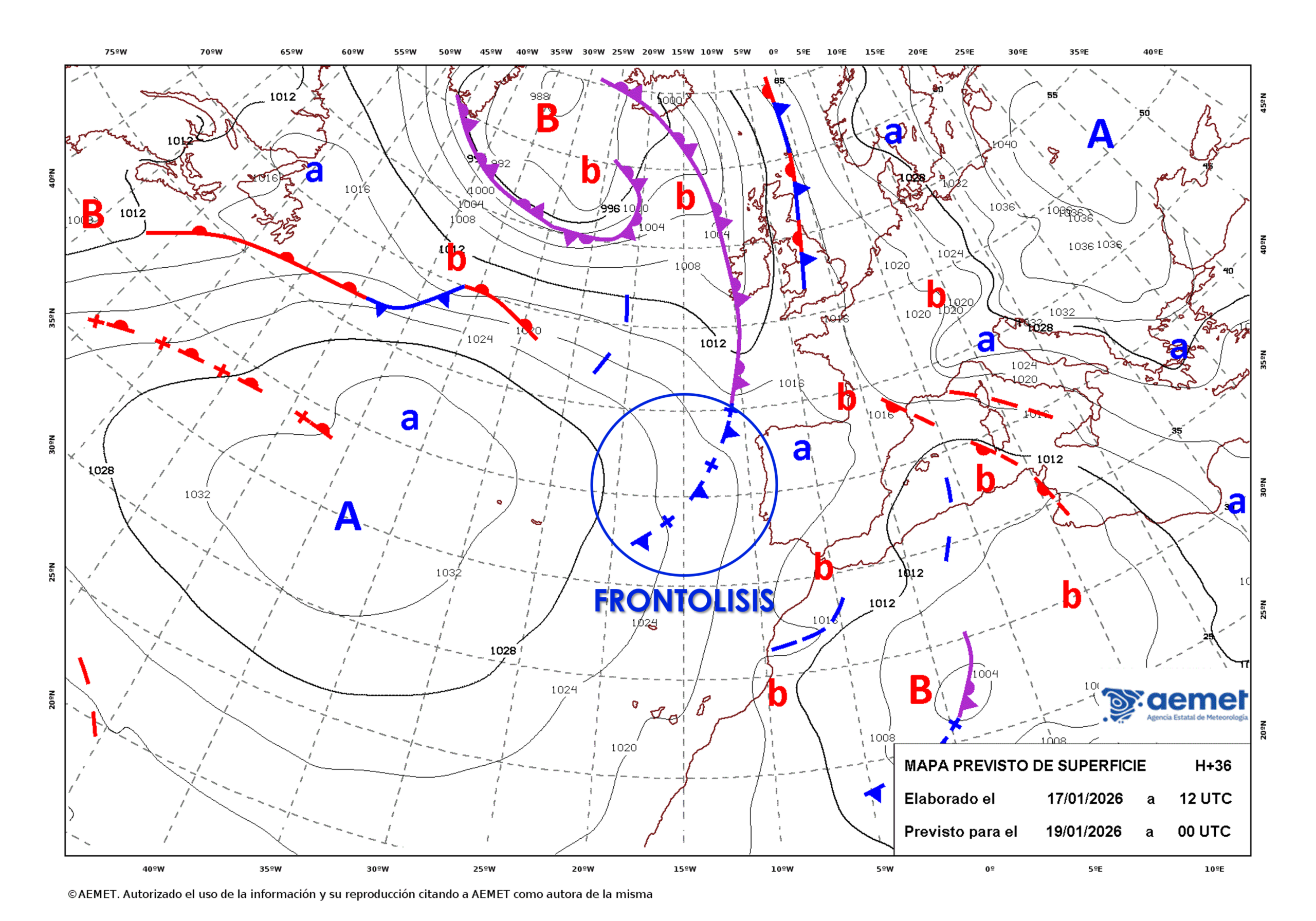 Frente frío en frontólisis.